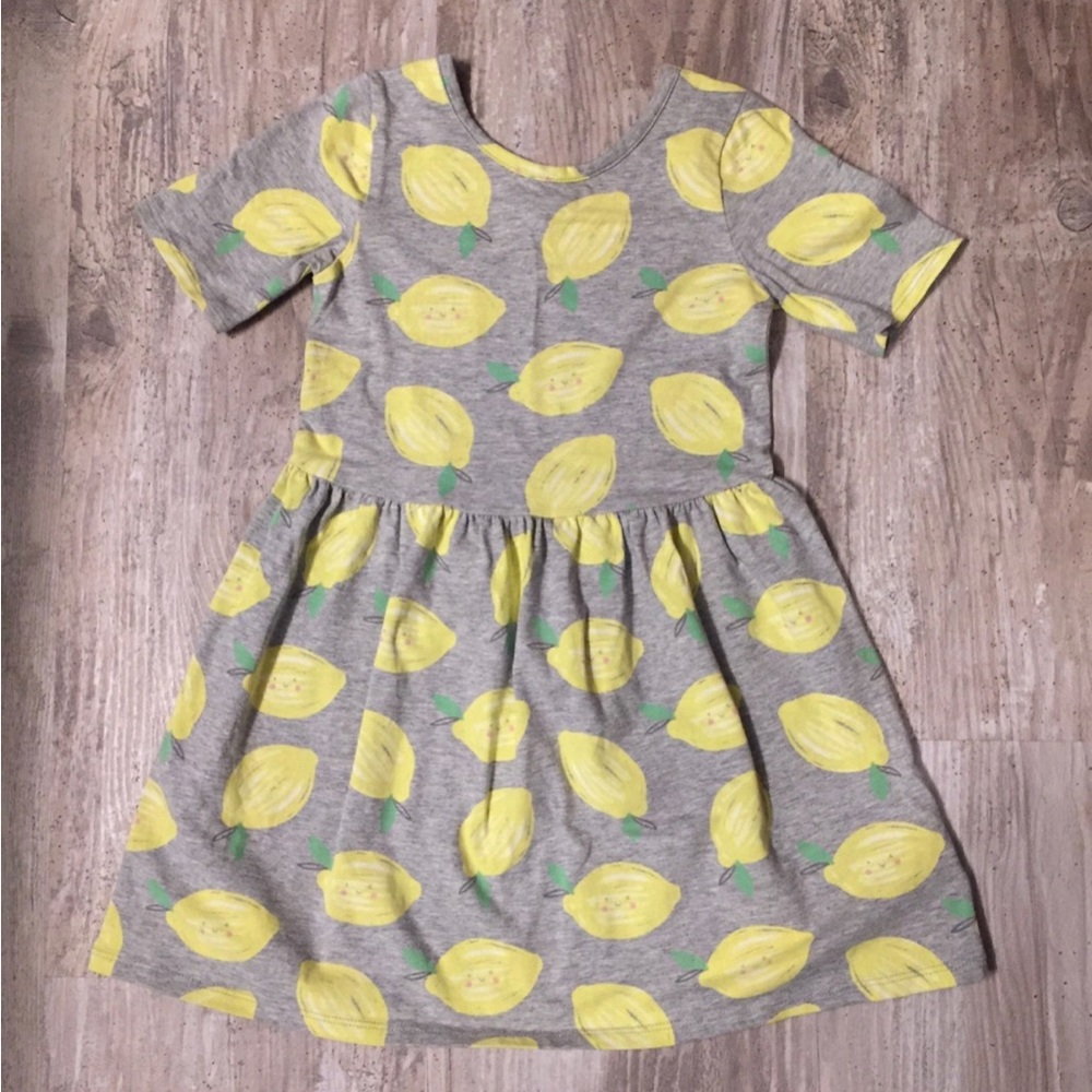 GAP Kids Gray Dress with Yellow Lemon Print